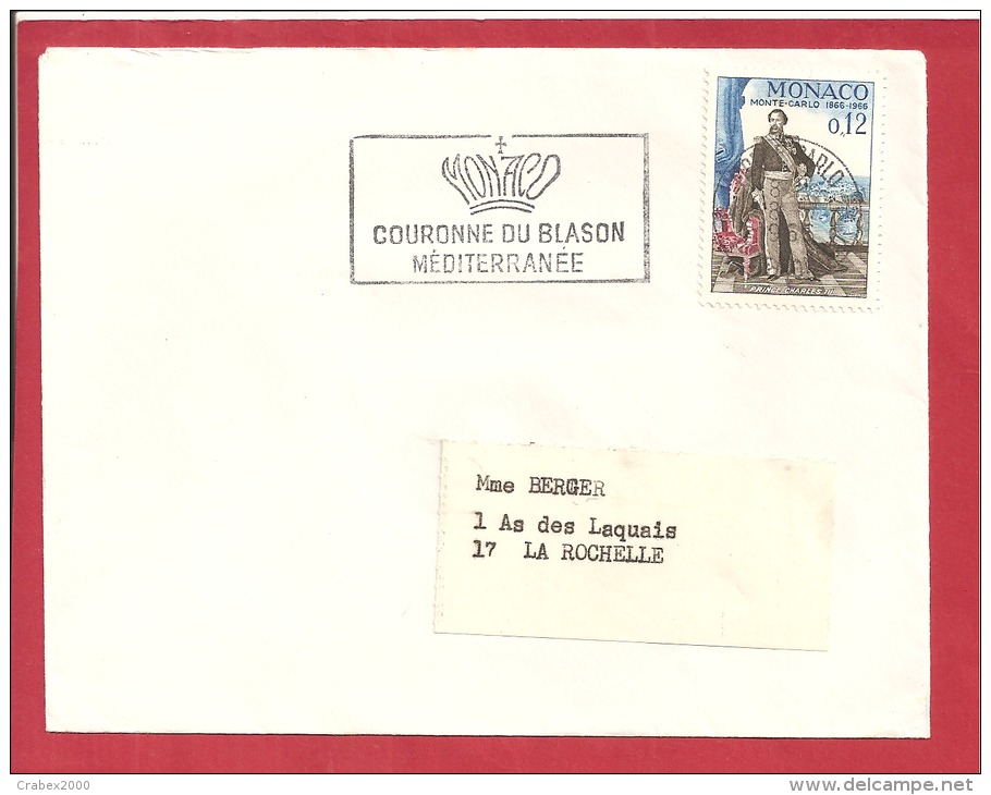 Y&T N°690  MONTE CARLO     Vers    FRANCE  Le    1966 - Storia Postale