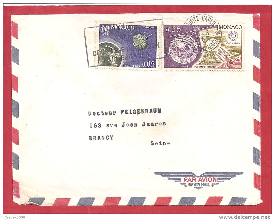 Y&T N°664+668  MONTE CARLO     Vers    FRANCE  Le    1965 - Storia Postale