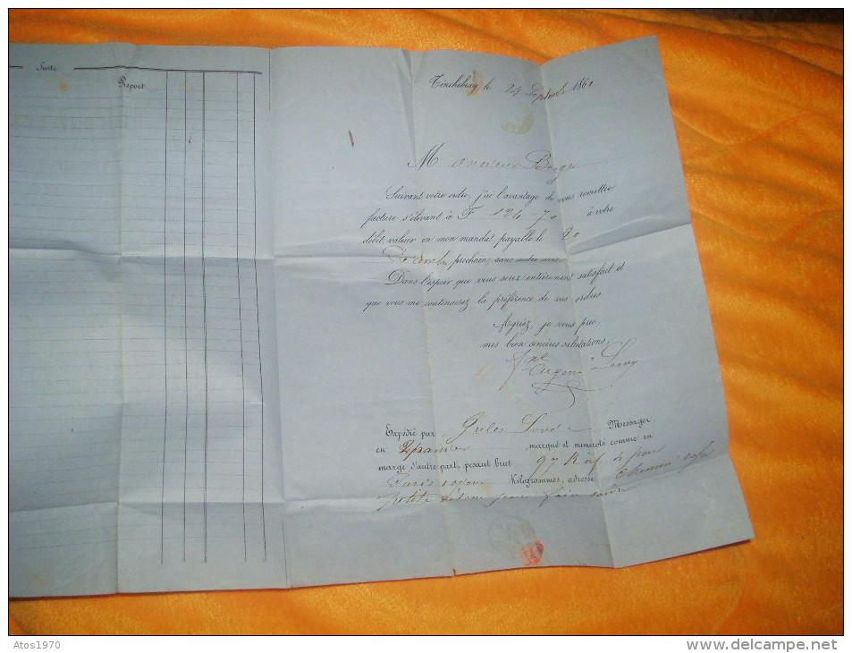 LETTRE OU FACTURE ANCIENNE DE 1861./ EUGENE LEROY./ TINCHEBRAY POUR MOULIN S- ALLIER / CACHETS + TIMBRE + OBLIT.3370 PC - 1849-1876: Période Classique