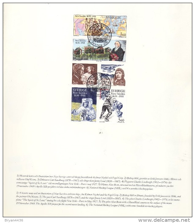 Suéde - ** Livret Luxe  20 Pages Avec Blocs De 6 Timbres Oblitérés - New Sweden 1638-1988** - état Parfait - Sonstige & Ohne Zuordnung