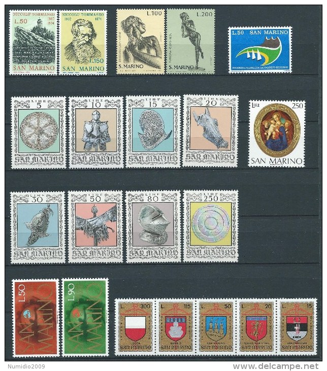 1974 SAN MARINO ANNATA 21 VALORI MNH ** - ED - Annate Complete