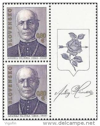 SK 2014-742 ANDREJ HLINKA, SLOVAKIA, 2 X 1v + Label, MNH - Ungebraucht