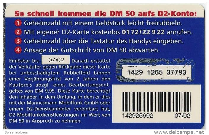 Telefonkarte.- Duitsland. D2-CallNow - 50 DM. - D2 - Mit D2 Am Ziel. 2 Scans - GSM, Voorafbetaald & Herlaadbare Kaarten