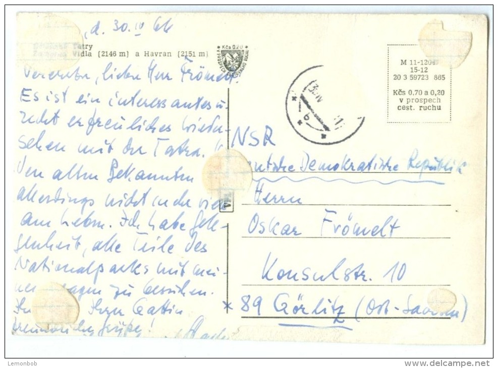 Slovakia, Belianske Tatry - Vidla A Havran 1966 Used Real Photo Postcard [14175] - Slovakia