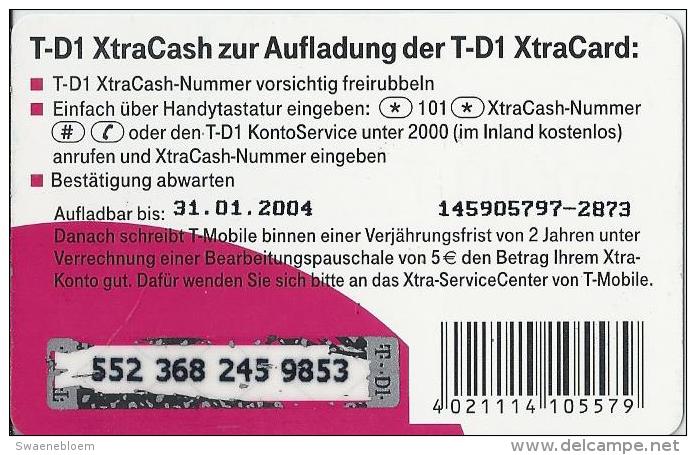 Telefonkarte.- Duitsland.  T-D1 XtraCash. 15 &euro;. 29.34 DM. Telefonguthaben. T...Mobile. 2 Scans - GSM, Voorafbetaald & Herlaadbare Kaarten