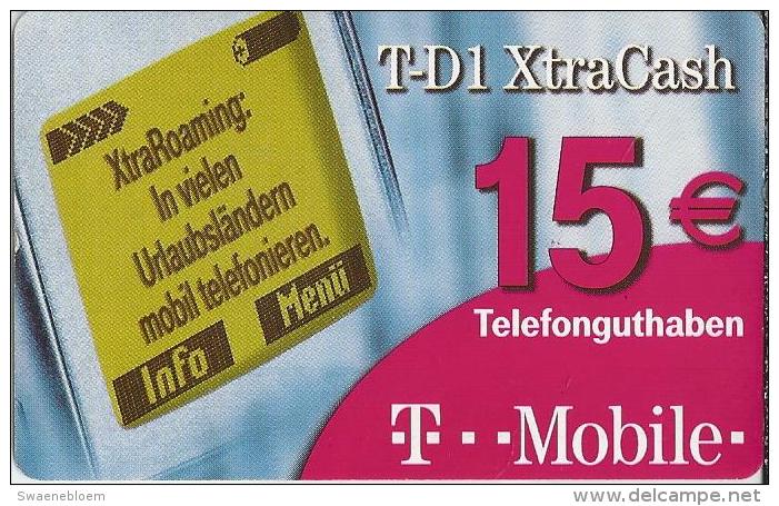 Telefonkarte.- Duitsland.  T-D1 XtraCash. 15 &euro;.  Telefonguthaben. T...Mobile.  2 Scans - Cellulari, Carte Prepagate E Ricariche