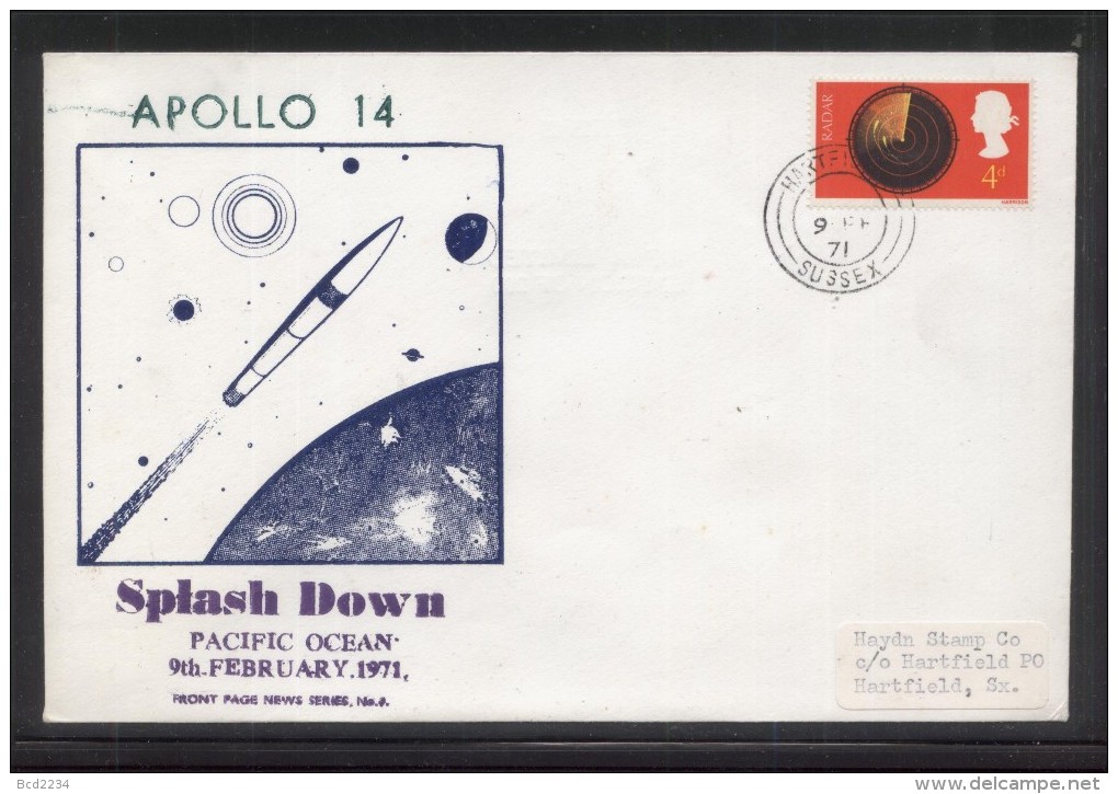 GB 1971 APOLLO 14 SPLASH DOWN PACIFIC OCEAN LIMITED EDITION (200) COMM COVER SPACE ROCKET ASTRONAUTS - United States
