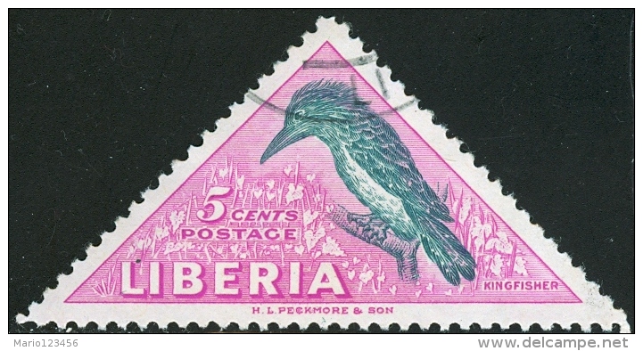LIBERIA, FAUNA, UCCELLI, BIRDS, 1953, FRANCOBOLLO USATO, Scott 344, YT 321 - Liberia