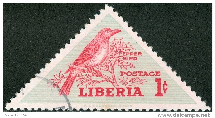 LIBERIA, FAUNA, UCCELLI, BIRDS, 1953, FRANCOBOLLO USATO, Scott 341, YT 318 - Liberia