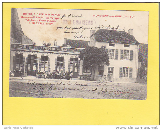 CPA  -  MONTIGNY Sur Aube   - Hotel Et Café De La Place   L. Sabarly Prop. - En Terrasse Sur La Photo Jules Simon - Other & Unclassified