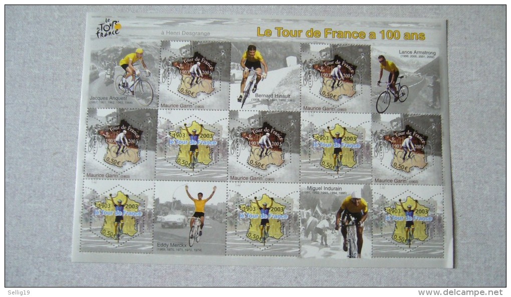 Le Tour De France A 100 Ans ( 1903 - 2003 ) Bloc De 10 Timbres à 0,50 Euros - Nuovi