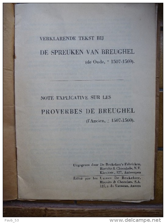 Spreuken Van Breughel De Oude * Note Explicative Sur Les Proverbes De Breughel L´Ancien 1507-1569 - Altri & Non Classificati