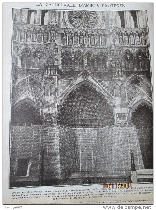 Guerre  14-18  La Cathedrale D Amiens Protégée   Par Des  Sacs De Terre .......grande Photo... - Non Classés