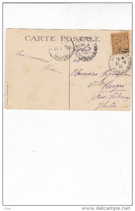 MONACO  1925  - Yvert  70 Su Cartolina Veduta "Le  Rocher, Vue Prise De  L'Observatoire - Da Monaco Ad Angri (Salerno) - Brieven En Documenten