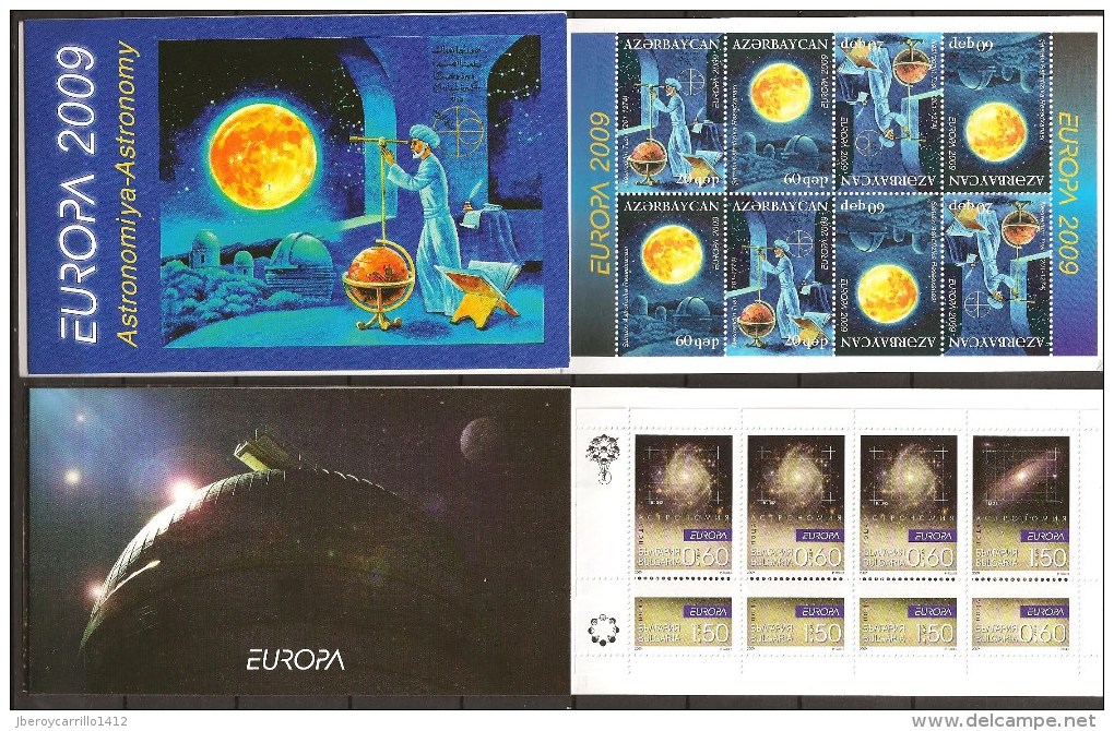 EUROPA 2009- TEMA ANUAL “ASTRONOMIA" - COLECCIÓN  DE LOS 17 CARNETS  OFICIALES  EMITIDOS POR 15 PAISES - Années Complètes