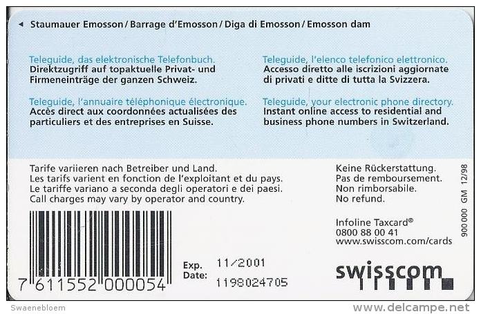 Telefoonkaart - Zwitserland. Swiss Telecom. Taxcard. CHF 5. Staumauer Emosson. 2 Scans - Zwitserland