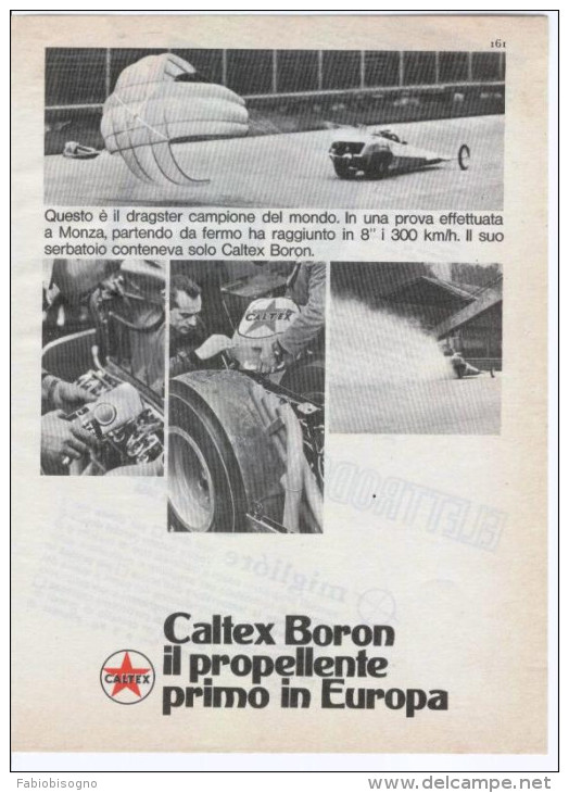 1967 - CALTEX Propellente (dragster Campione Del Mondo A Monza) - 1 P. Pubblicità Cm.13 X 18 - Automobile - F1