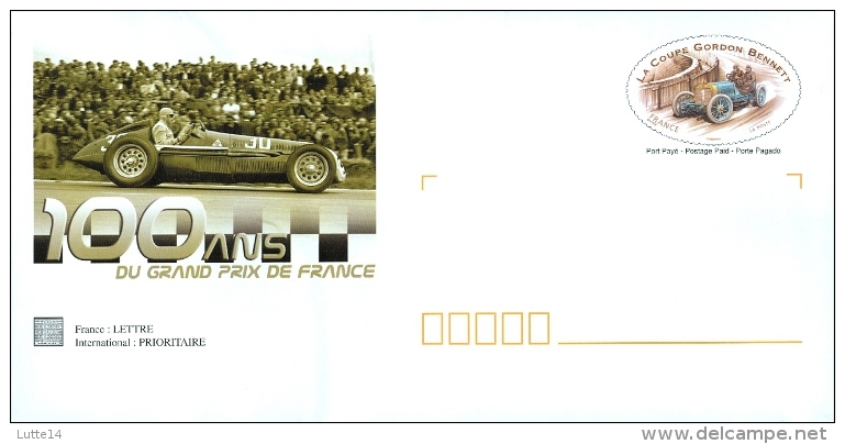 Enveloppe + Carte Prêt à Poster: 100 Ans Du Grand Prix De France - La Coupe Gordon Bennett / Sport Automobile (3) - Lots Et Collections : Entiers Et PAP