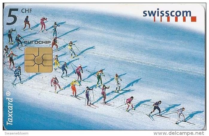 Telefoonkaart - Zwitserland. Swiss Telecom. Taxcard. CHF 5. Langlauf. - Foto: Dolf Preisig. 2 Scans - Zwitserland