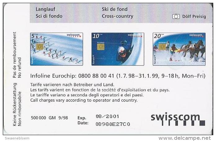 Telefoonkaart - Zwitserland. Swiss Telecom. Taxcard. CHF 5. Langlauf. - Foto: Dolf Preisig. 2 Scans - Zwitserland