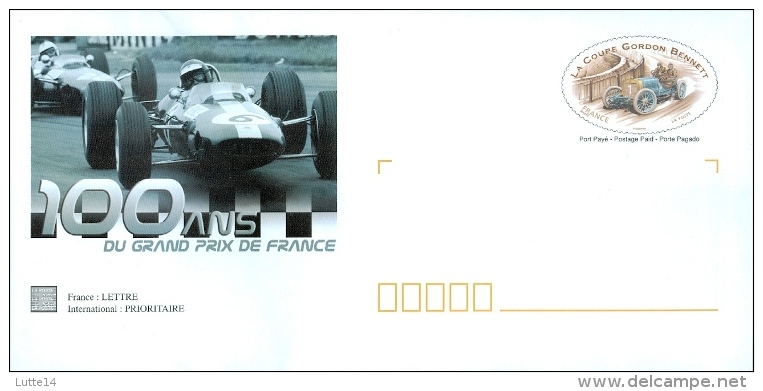 Enveloppe + Carte Prêt à Poster: 100 Ans Du Grand Prix De France - La Coupe Gordon Bennett / Sport Automobile (5) - Lots Et Collections : Entiers Et PAP