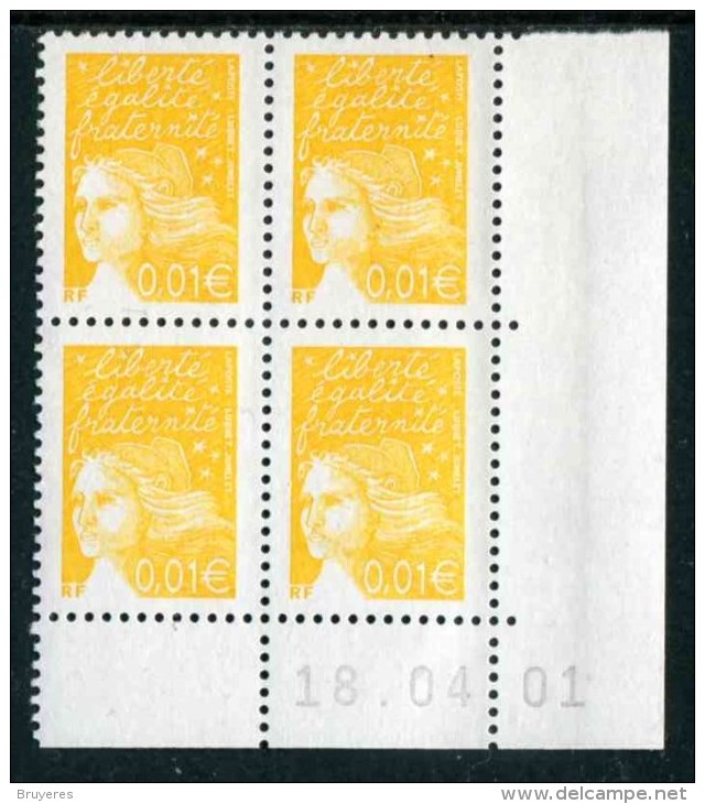 Bloc** De 4  Timbres De 2002  "0,01 € - Type Luquet / RF" Avec Date 18  . 04 . 01 - 2000-2009