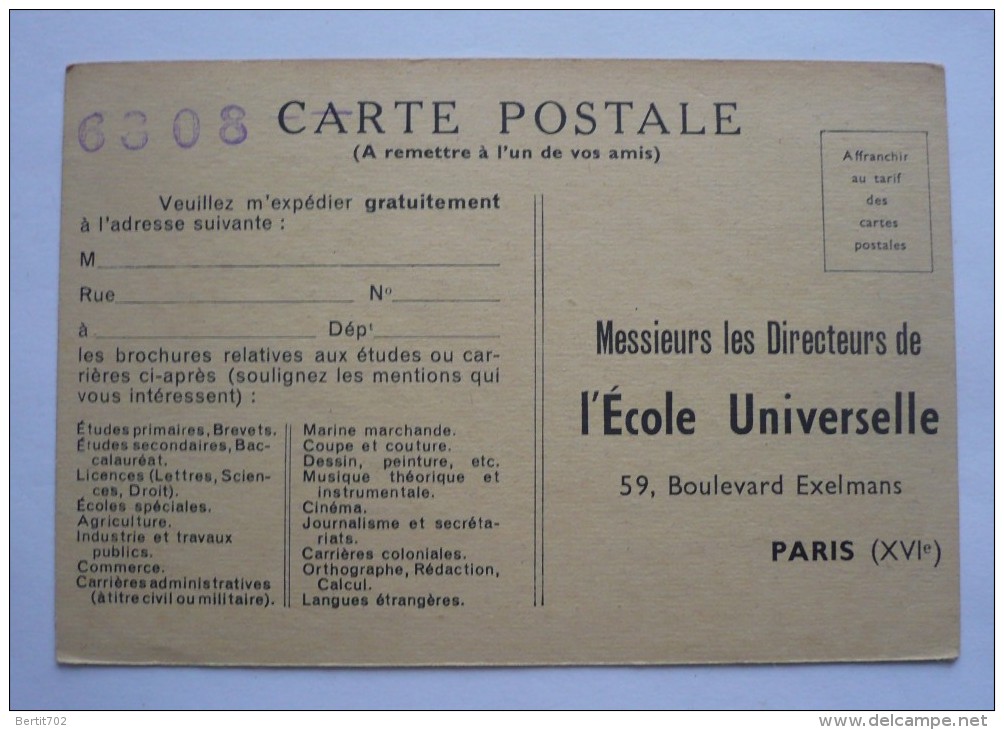 ECOLE  UNIVERSELLE  - Le Bâtiment Principal  -  PARIS - Enseignement, Ecoles Et Universités