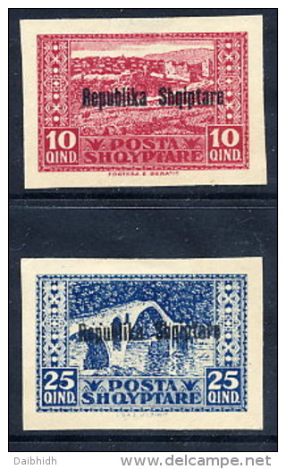 ALBANIA 1925 10 Q And 25 Q Postal Stationery Overprinted Cutouts Valid For Postage, Unused / (*).  Michel IIIa-b - Albanien