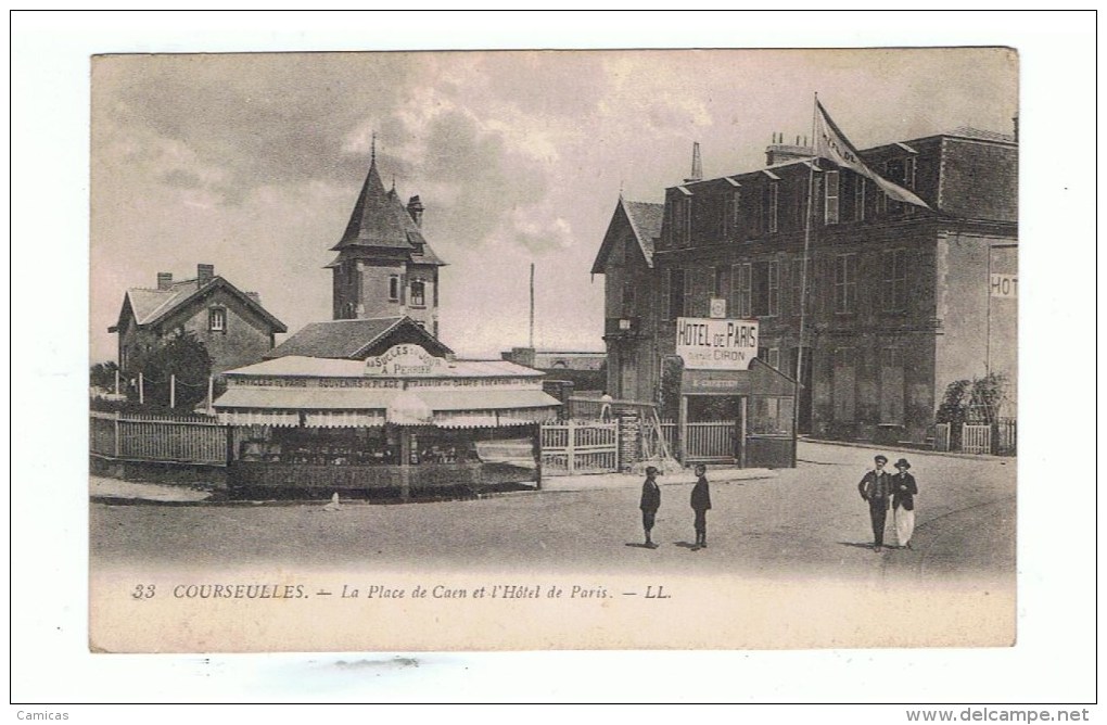 CALVADOS: COURSEULLES: La Place De CAEN Et L'Hôtel De PARIS ( Gustave CIRON) - Courseulles-sur-Mer