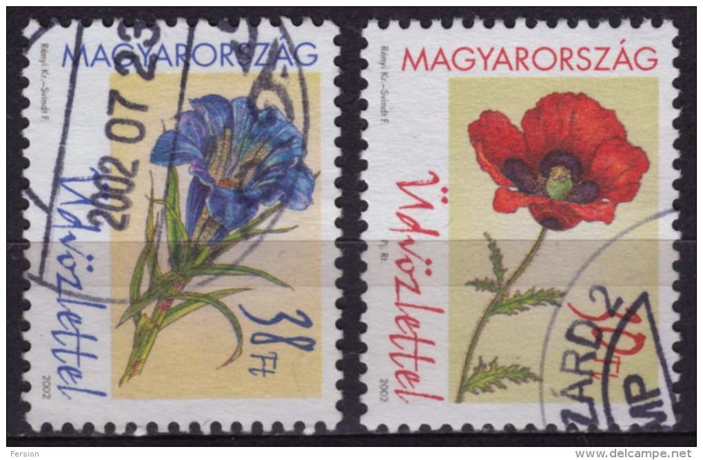 2002 Hungary - Flower Fleur Blume Poppy - Used Pair - Usati