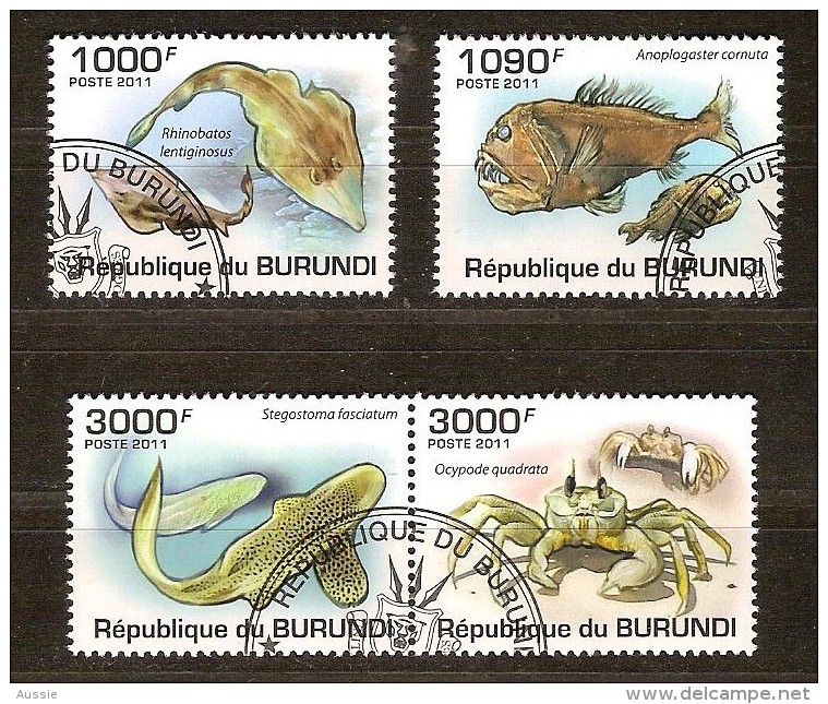 Burundi 2011 OCBn° 1222-25 (°) Used Cote 15 Euro Faune Marine - Oblitérés