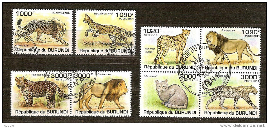 Burundi 2011 OCBn° 1246-53 (°) Used Cote 30 Euro Faune  Chats Sauvages Wilde Katten - Oblitérés