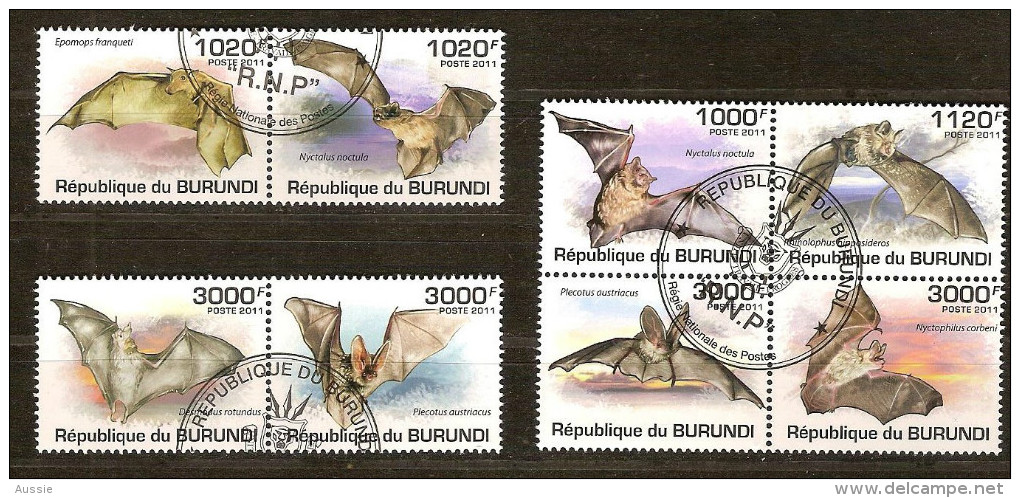 Burundi 2011 OCBn° 1262-69 (°) Used Cote 30 Euro Faune  Vleermuizen Chauves-souris - Oblitérés