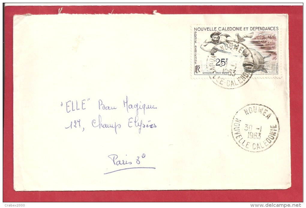 Y&T N°PA 69 NOUMEA    Vers    FRANCE     Le    1963 - Covers & Documents