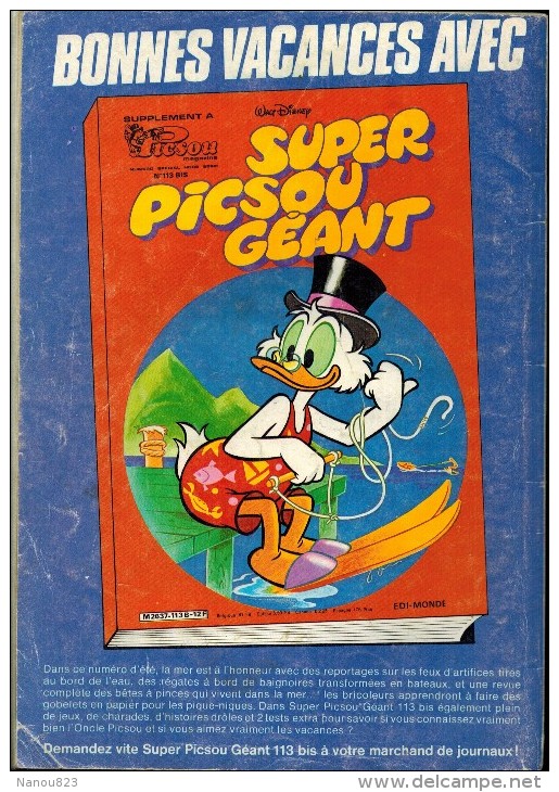 PICSOU MAGAZINE N° 114  WALT DISNEY Année 1981 - Téléphone - Frais Expédition 1.50€ - Picsou Magazine