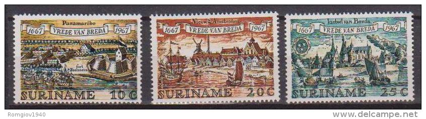 SURINAME 1967  TRATTATO DI BREDA YVERT. 463-465 MLH VF - Suriname