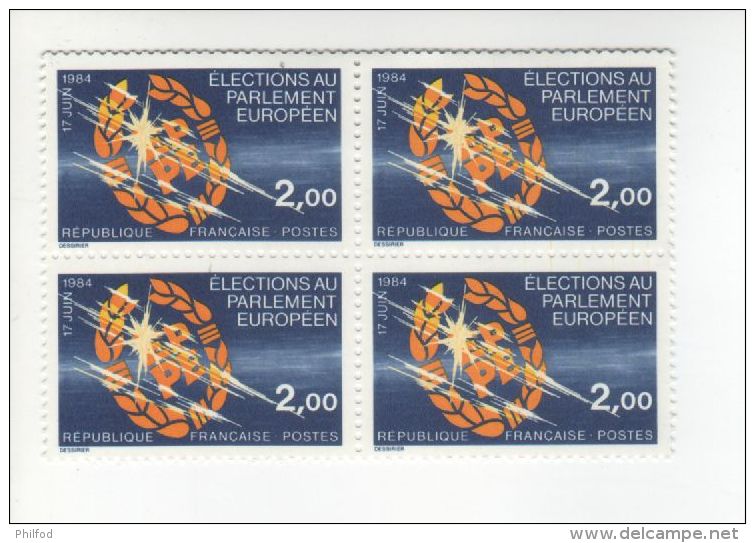 1984 - 2e élections Au Parlement Européen -  Bloc  De Timbre  N° 2306 X 4 - Neufs