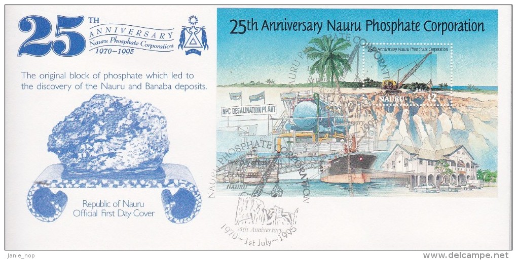 Nauru 1995 Phosphate 25th Anniversary Souvenir Sheet FDC - Nauru
