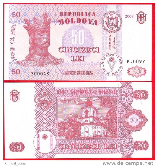 Moldova, Moldau, Moldavie, 50 Lei Banknote 2008 UNC / Crisp - Moldavië