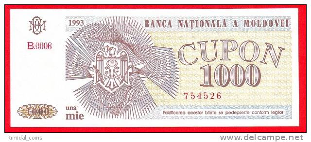 1000 Cupon Moldova Banknote 1993, Excellent Condition, AU - Moldawien (Moldau)