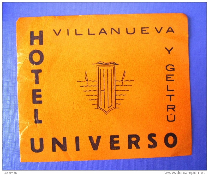 HOTEL PENSION RESIDENCIA UNIVER VILLANUEVA GELTRU BARCELONA SPAIN LUGGAGE LABEL ETIQUETTE AUFKLEBER DECAL STICKER Madrid - Hotel Labels