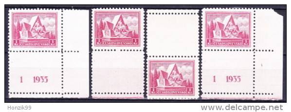 Tchécoslovaquie 1935 Mi 336  (Yv 296 ) Les Vignettes Avec No De Planche 1 Et 1 A + Les Vignettes Sans No De Pl, (MNH)** - Nuovi