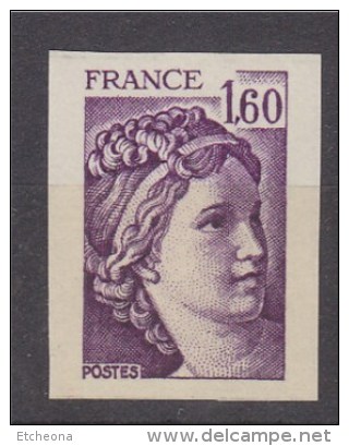 = Sabine De Gandon Timbre Non Dentelé 1f60 Violet Neuf Type Du N° 2060 - Non Classés