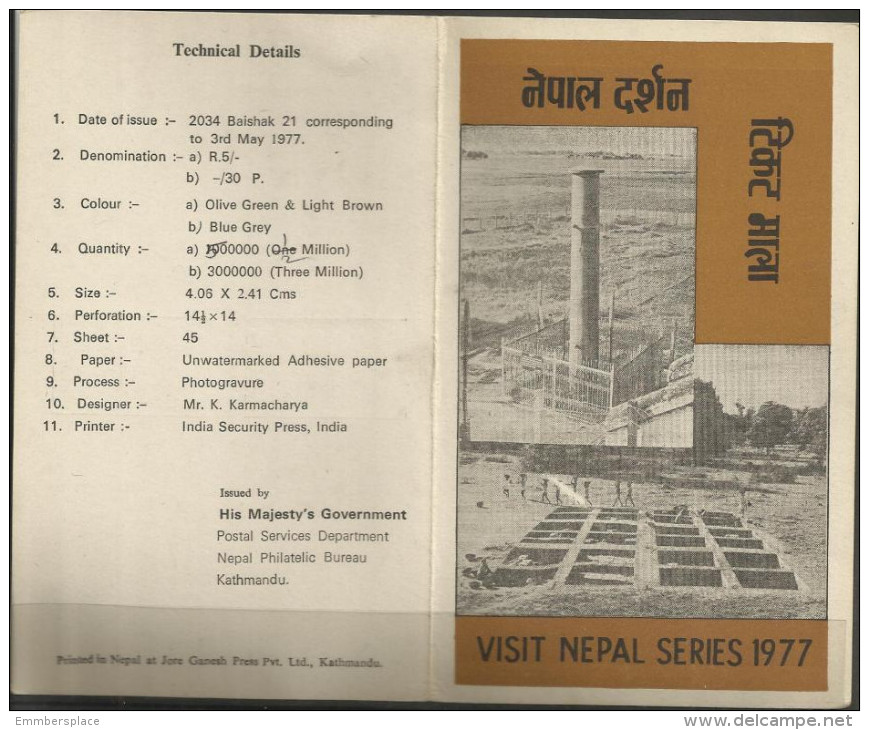 Nepal - 1977 Tourism FD Folder   SG 347-8  Sc 329-30 - Nepal