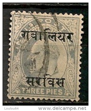 Timbres - Inde - Inde - Etats Princiers - Gwalior - Service - 1904-1905 - 3 Pies - - Gwalior