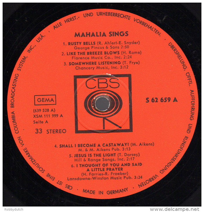 * LP *  MAHALIA JACKSON - MAHALIA SINGS (Germany 1966) - Gospel En Religie