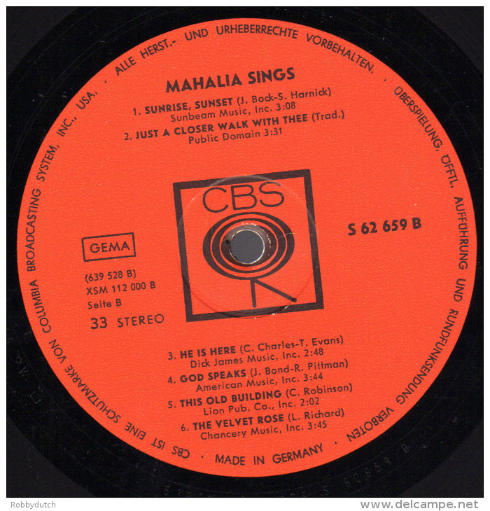 * LP *  MAHALIA JACKSON - MAHALIA SINGS (Germany 1966) - Religion & Gospel