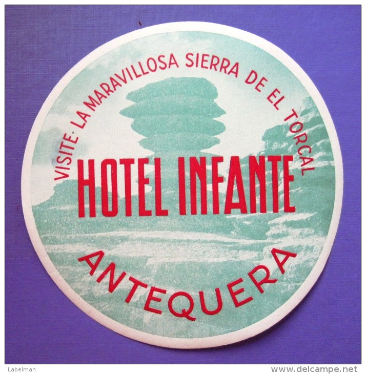 HOTEL PENSION HOSTAL RESIDENCIA INFANTE ANTEQUERA MALAGA SPAIN LUGGAGE LABEL ETIQUETTE AUFKLEBER DECAL STICKER Madrid - Adesivi Di Alberghi