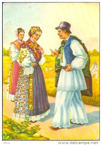 Postcard RA001548 - Croatia (Hrvatska) Slavonija National Costumes - Costumes
