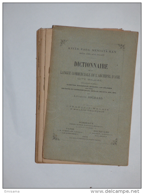 Dictionnaire De La Langue Commerciale De L'archipel D'asie 1873 Par Leonce Richard - 1801-1900